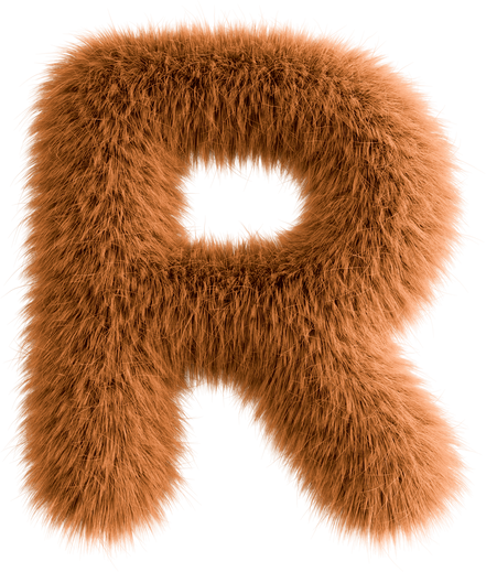 Orange 3D Fluffy Letter R