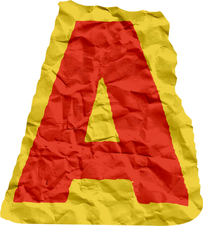 Magazine Paper Letter A, Uppercase Letter A, Textured Cutout Letter A