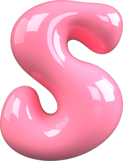 Pink 3D Bubble Gum Uppercase Letter S